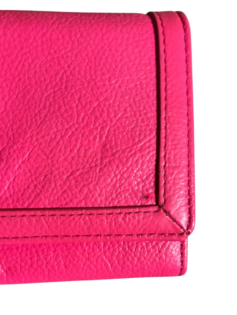 J.Crew Large Leather Gold Toggle Hot Pink Pebbled Leather  Wallet Clutch - Picture 6 of 7